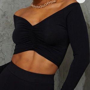 PLT Black Crop Top Longsleeve